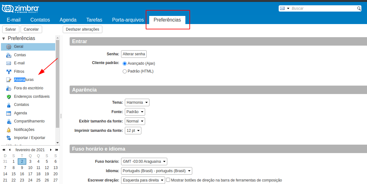 Configurando Assinatura no Zimbra Webmail - Infinite Wiki