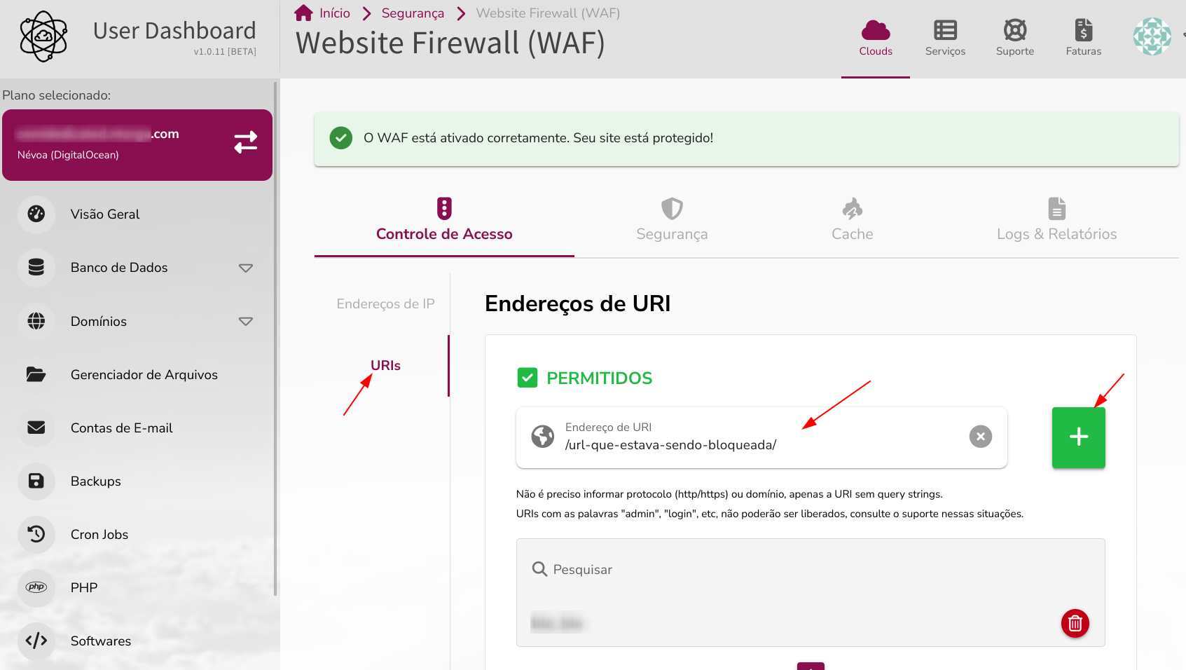 Liberar URL no WAF