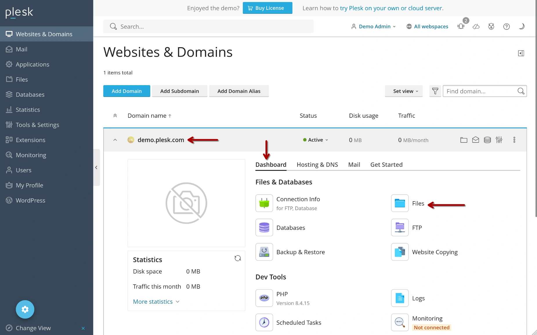 Plesk - Gerenciador de Arquivos