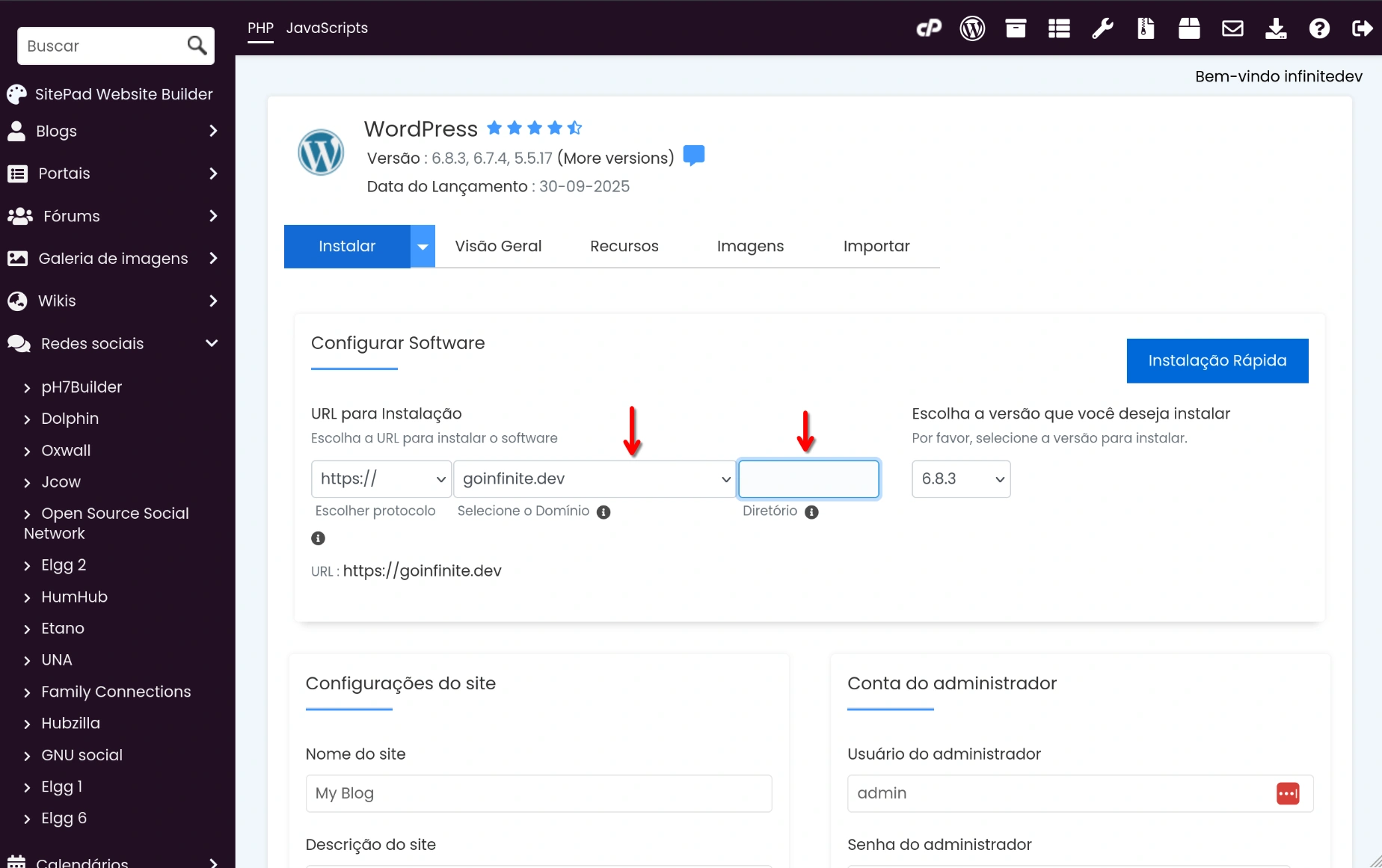 Instalador Mágico - Install WordPress