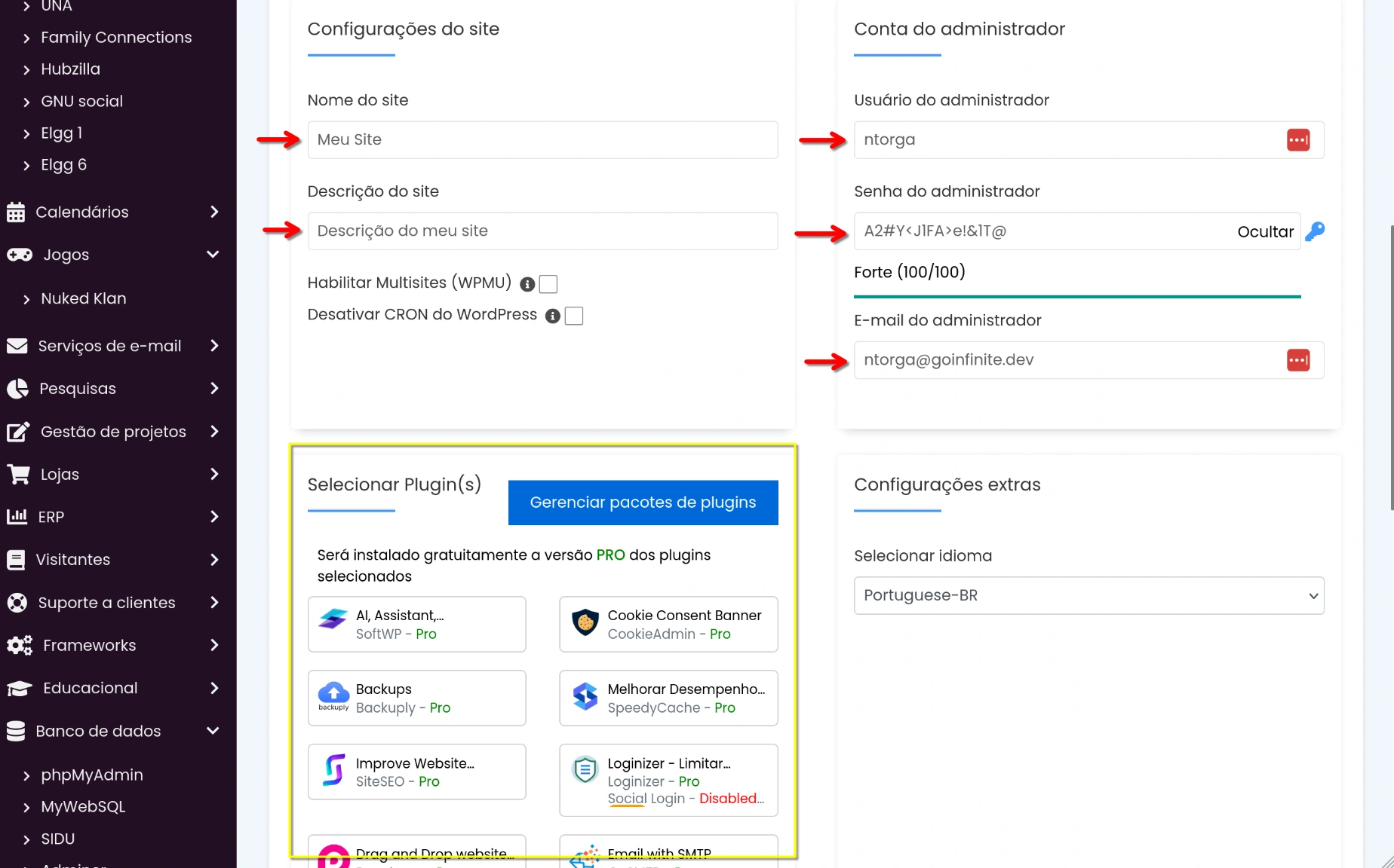 Instalador Mágico - Parâmetros Básicos WordPress