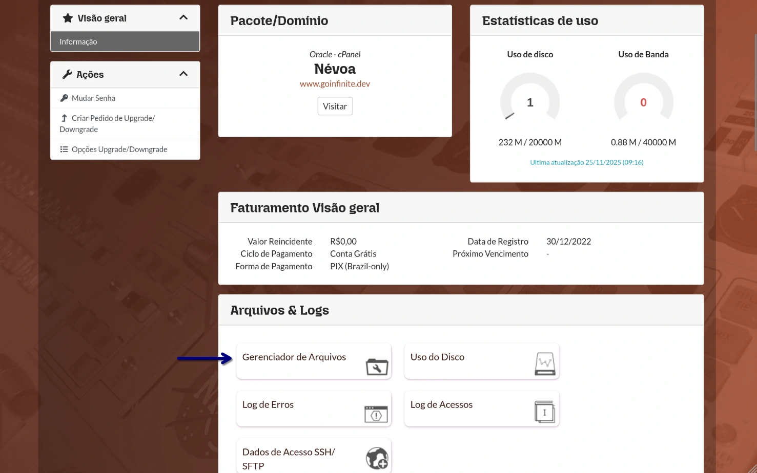 Central Infinite - Gerenciador de Arquivos
