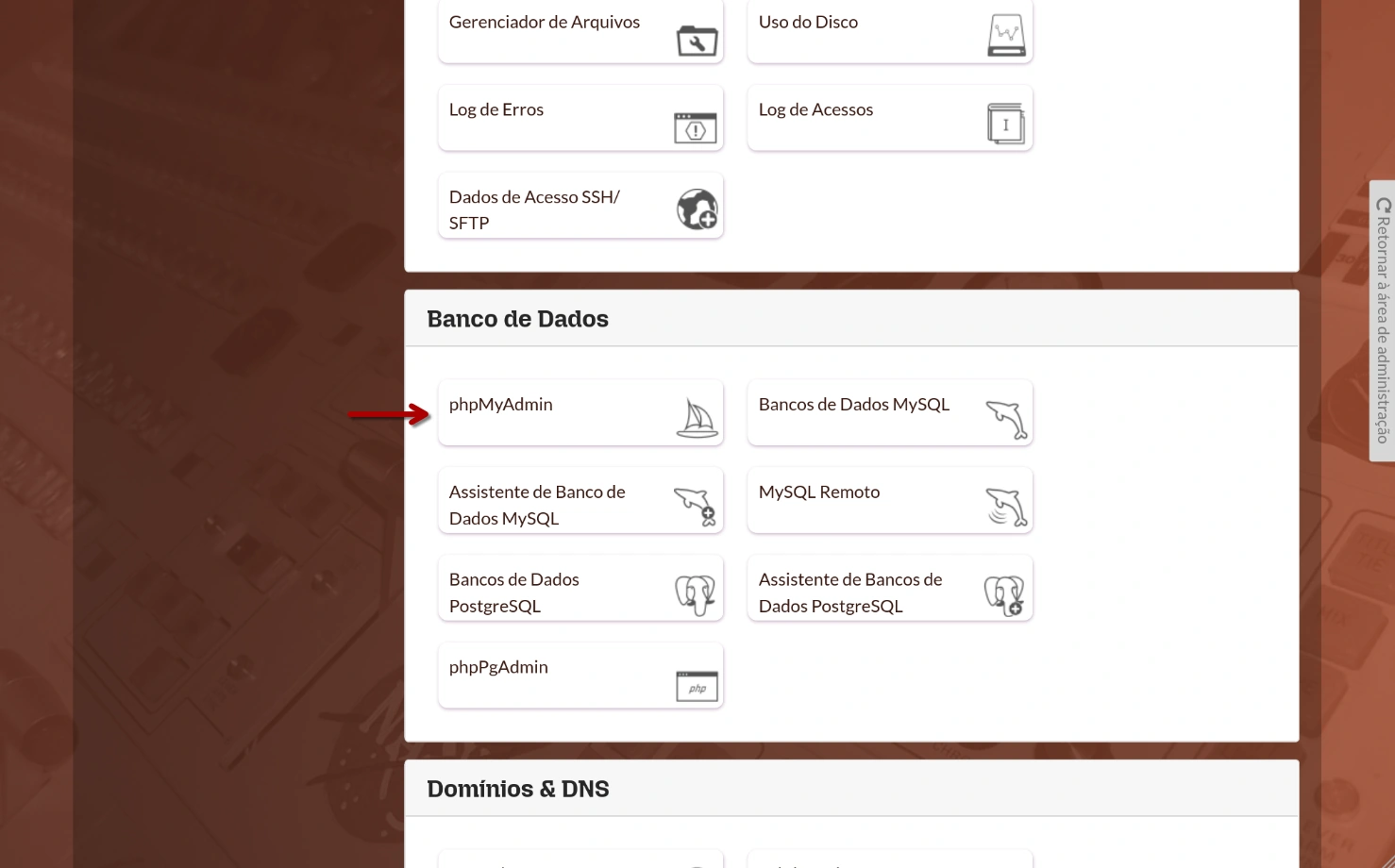 Central Infinite - phpMyAdmin