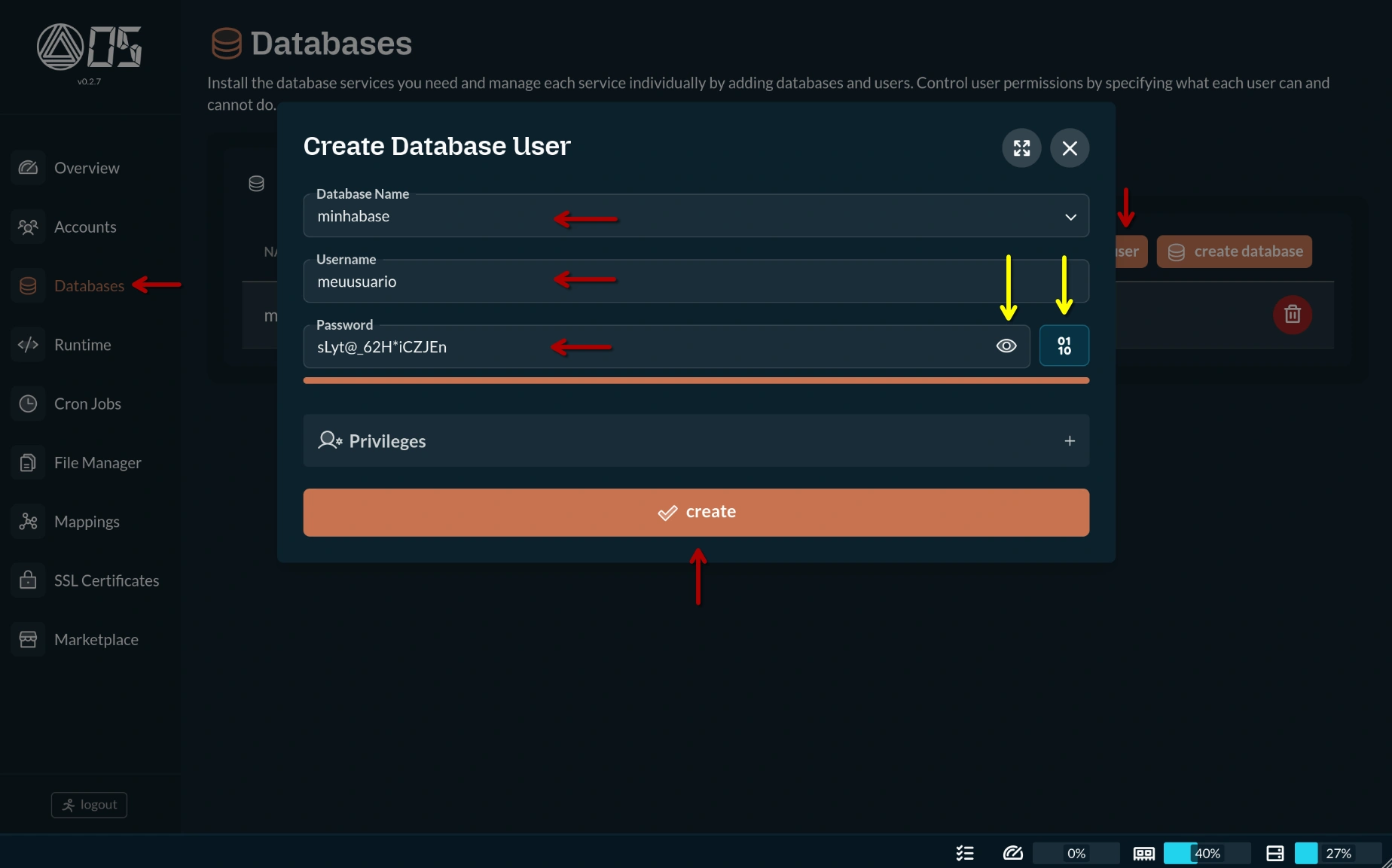 OS - Base de Dados - Criar Usuário