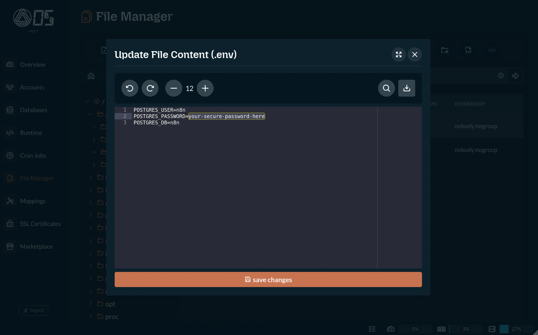 OS - File Manager - Editar env