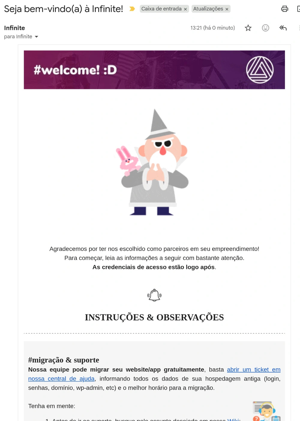 E-mail de Boas Vindas